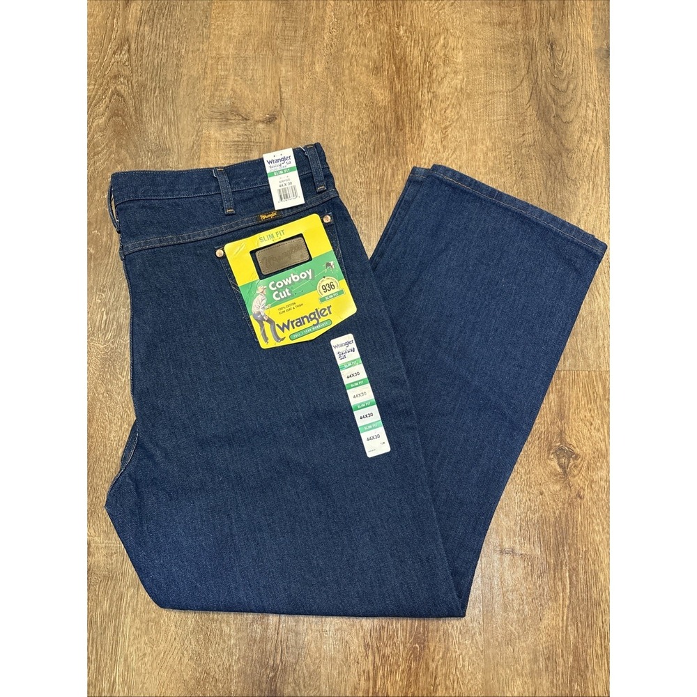 NWT Wrangler 936PWD  Mens 44x30 Denim Cowboy Cut Slim Fit Jeans